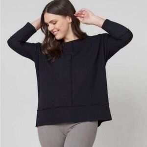 SPANX Perfect Length Dolman Sleeve Black Relaxed Fit Pullover Top Size M